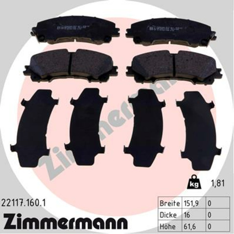 Klocki hamulcowe - komplet ZIMMERMANN 22117.160.1