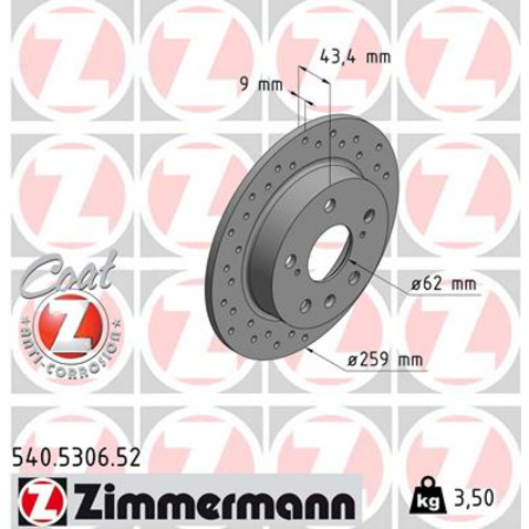 Zimmermann Tarcza hamulcowa 540.5306.52