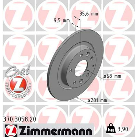 Tarcza hamulcowa ZIMMERMANN 370.3058.20