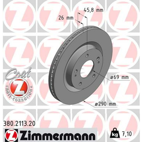 Tarcza hamulcowa ZIMMERMANN 380.2113.20