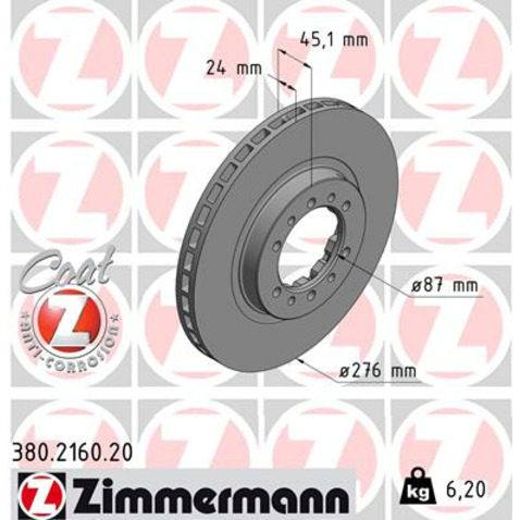 Tarcza hamulcowa ZIMMERMANN 380.2160.20
