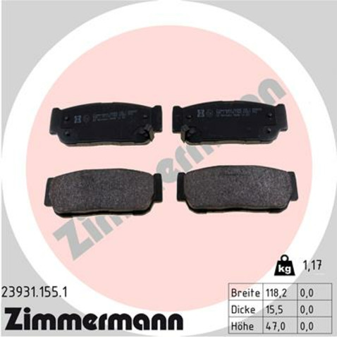 Klocki hamulcowe - komplet ZIMMERMANN 23931.155.1