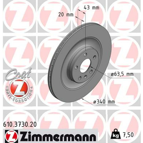 Tarcza hamulcowa ZIMMERMANN 610.3730.20