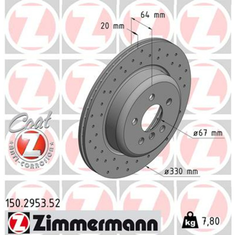 Tarcza hamulcowa ZIMMERMANN 150.2953.52