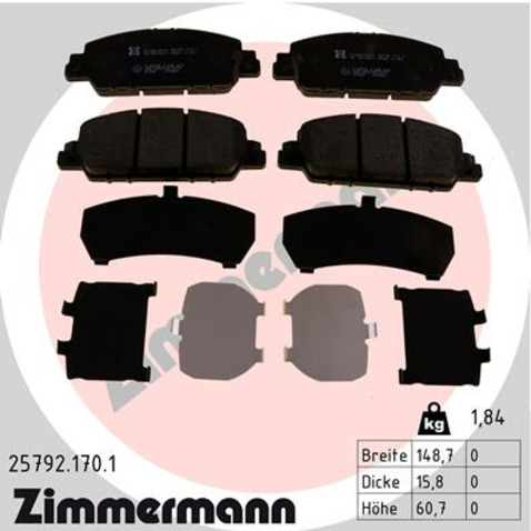 Klocki hamulcowe - komplet ZIMMERMANN 25792.170.1