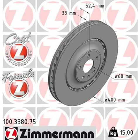 Tarcza hamulcowa ZIMMERMANN 100.3380.75