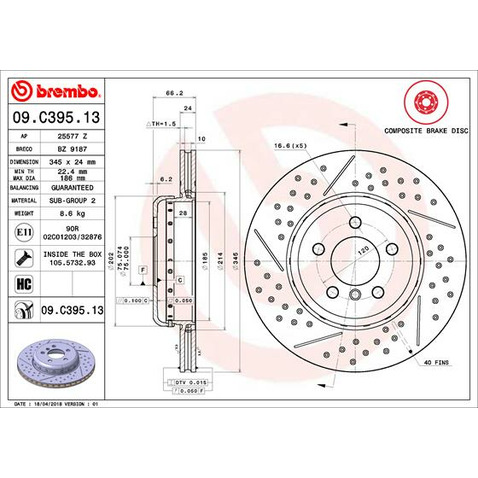 Tarcza hamulcowa BREMBO 09.C395.13