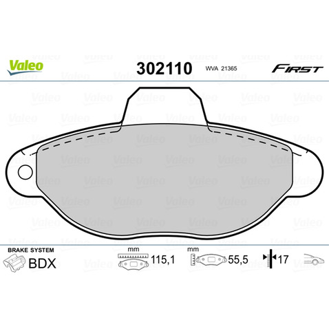 Klocki hamulcowe - komplet VALEO 302110