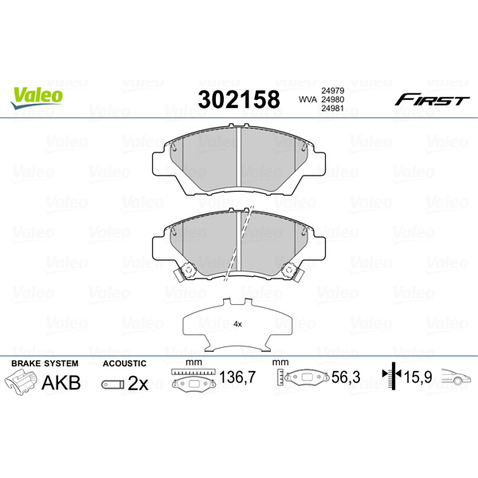 Klocki hamulcowe - komplet VALEO 302158