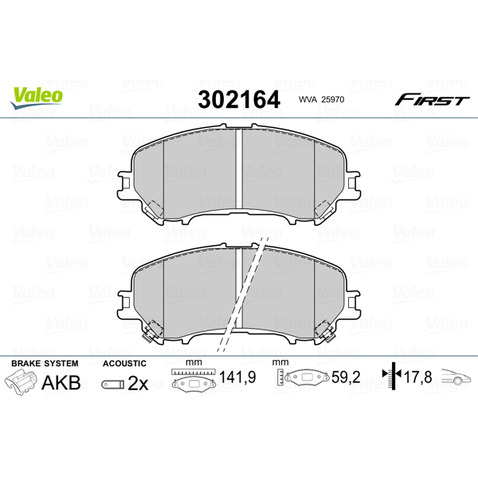 Klocki hamulcowe - komplet VALEO 302164