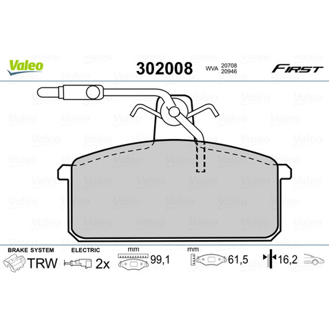 Klocki hamulcowe - komplet VALEO 302008