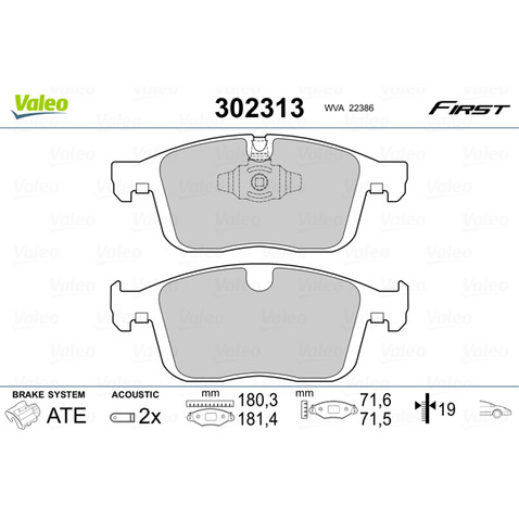 Klocki hamulcowe - komplet VALEO 302313