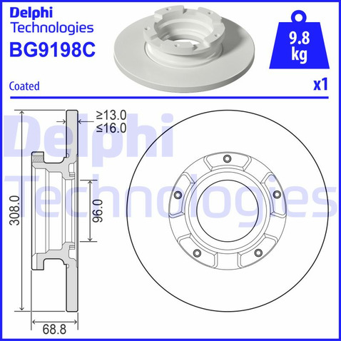 Delphi Tarcza hamulcowa BG9198C BG9198C