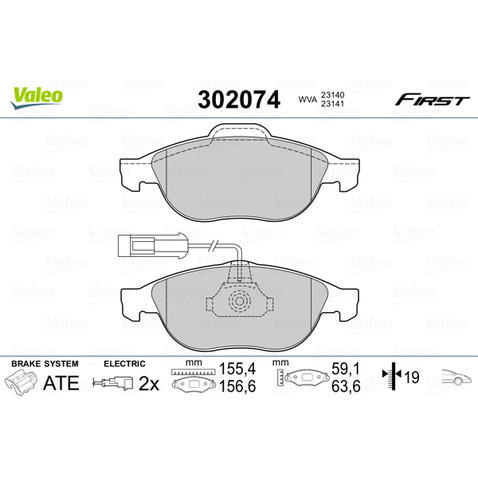 Klocki hamulcowe - komplet VALEO 302074