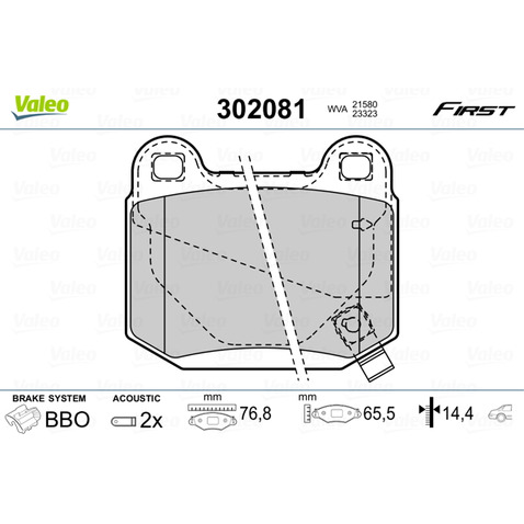 Klocki hamulcowe - komplet VALEO 302081