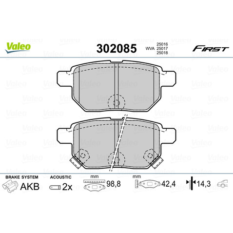 Klocki hamulcowe - komplet VALEO 302085