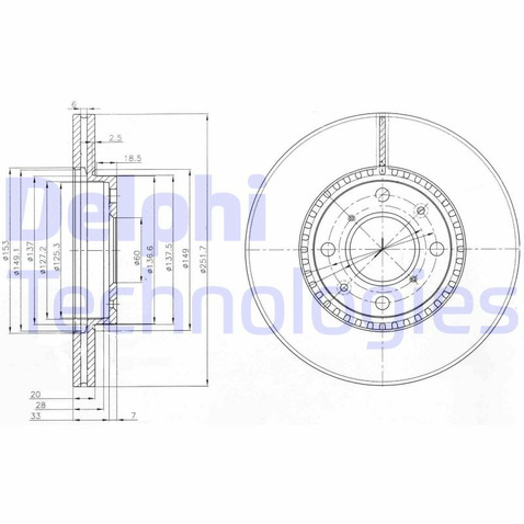 Tarcza hamulcowa DELPHI BG4049C