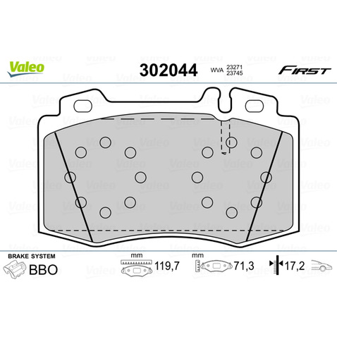 Klocki hamulcowe - komplet VALEO 302044