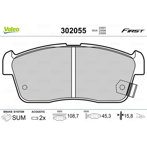 Klocki hamulcowe - komplet VALEO 302055