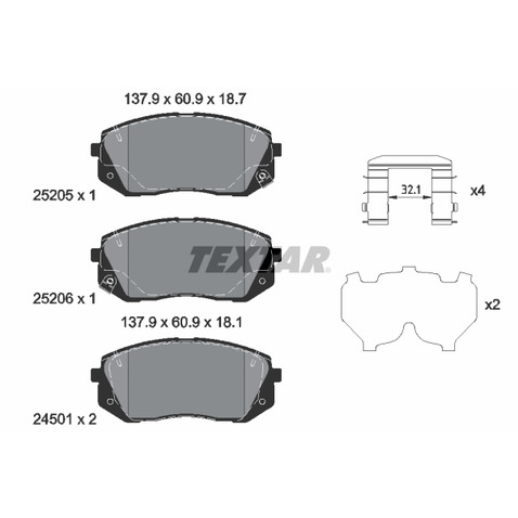 Klocki hamulcowe - komplet TEXTAR 2520504