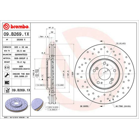 Tarcza hamulcowa BREMBO 09.B269.1X