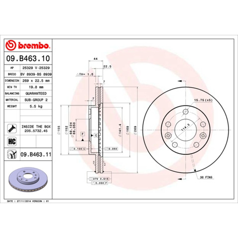 BREMBO 09.B463.11 09.B463.11