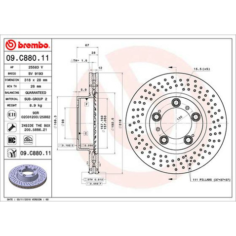 Tarcza hamulcowa BREMBO 09.C880.11