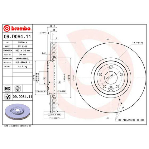 Tarcza hamulcowa BREMBO 09.D064.11