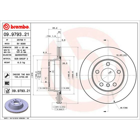 Tarcza hamulcowa BREMBO 09.9793.21
