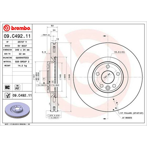 Tarcza hamulcowa BREMBO 09.C492.11