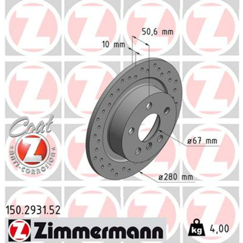 Tarcza hamulcowa ZIMMERMANN 150.2931.52