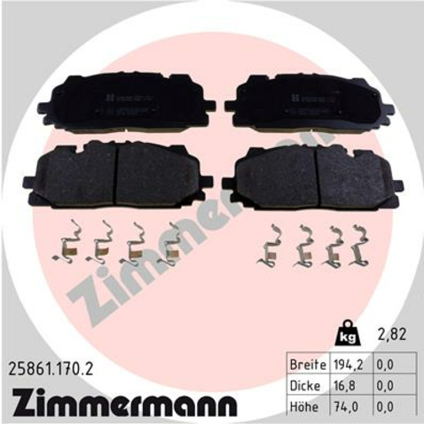 Klocki hamulcowe - komplet ZIMMERMANN 25861.170.2