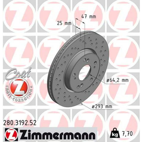 Tarcza hamulcowa ZIMMERMANN 280.3192.52