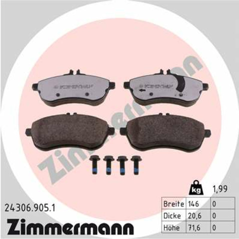 Klocki hamulcowe - komplet ZIMMERMANN 24306.905.1
