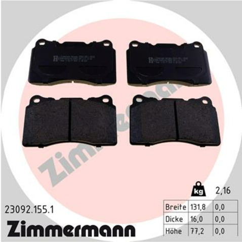 Klocki hamulcowe - komplet ZIMMERMANN 23092.155.1