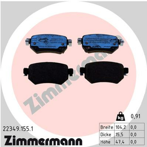 Klocki hamulcowe - komplet ZIMMERMANN 22349.155.1