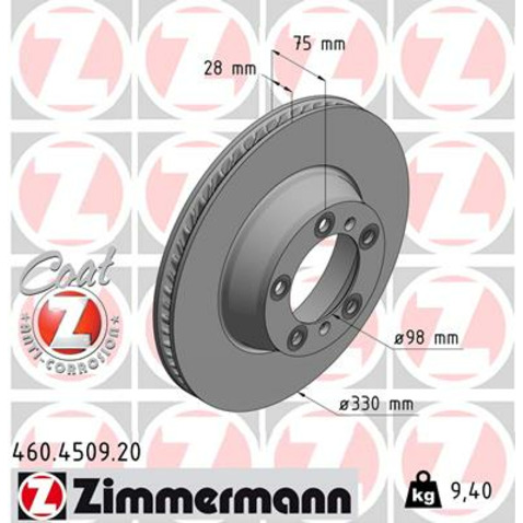 Tarcza hamulcowa ZIMMERMANN 460.4509.20