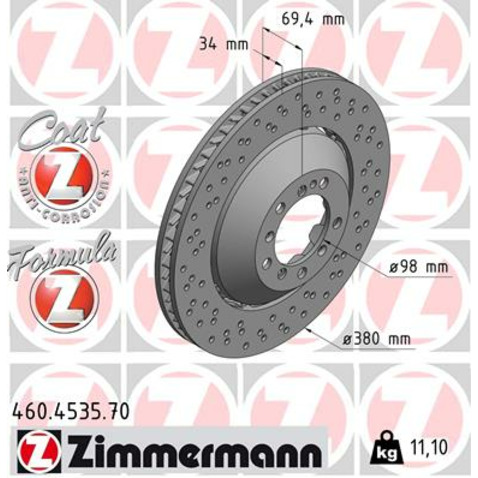 Tarcza hamulcowa ZIMMERMANN 460.4535.70