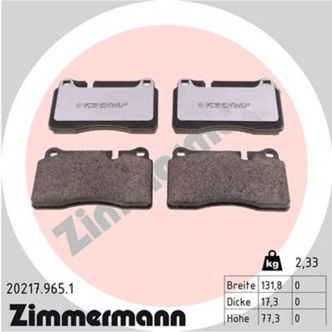 Klocki hamulcowe - komplet ZIMMERMANN 20217.965.1