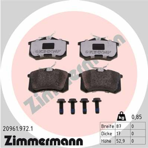 Klocki hamulcowe - komplet ZIMMERMANN 20961.972.1