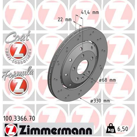 Tarcza hamulcowa ZIMMERMANN 100.3366.70