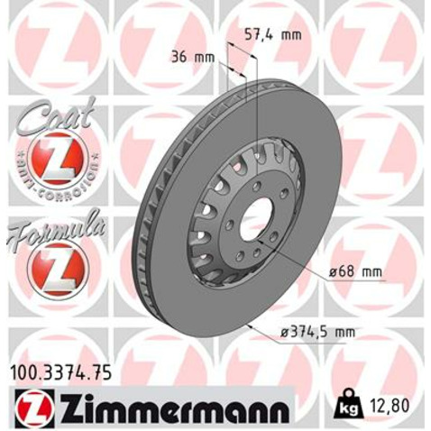 Tarcza hamulcowa ZIMMERMANN 100.3374.75