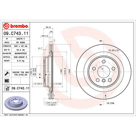 Tarcza hamulcowa BREMBO 09.C743.11