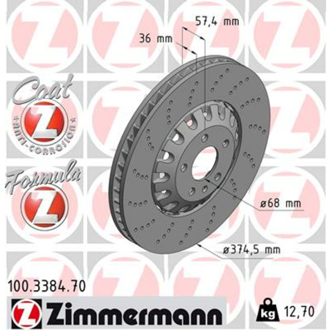 Tarcza hamulcowa ZIMMERMANN 100.3384.70