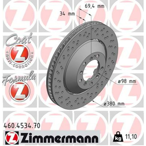 Tarcza hamulcowa ZIMMERMANN 460.4534.70