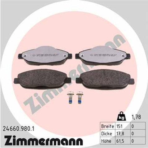 Klocki hamulcowe - komplet ZIMMERMANN 24660.980.1