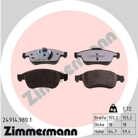 Klocki hamulcowe - komplet ZIMMERMANN 24914.980.1