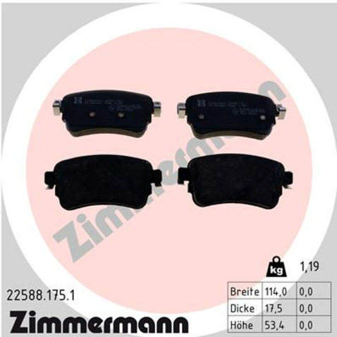 Klocki hamulcowe - komplet ZIMMERMANN 22588.175.1