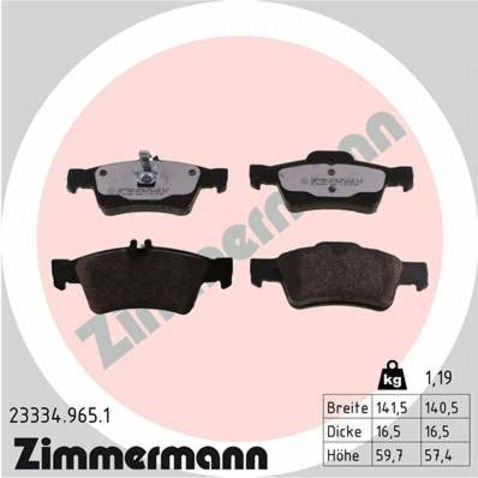 Klocki hamulcowe - komplet ZIMMERMANN 23334.965.1