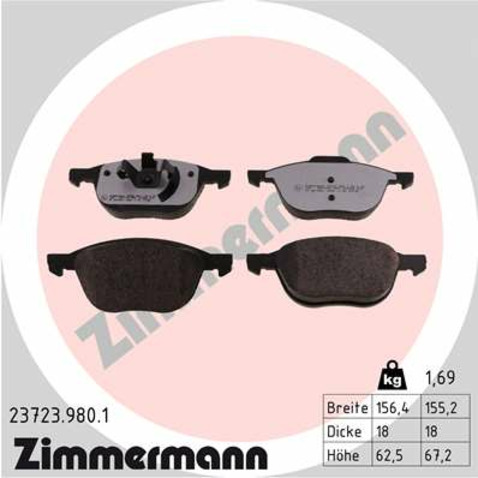 Klocki hamulcowe - komplet ZIMMERMANN 23723.980.1